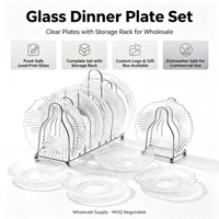 Assiette à dessert, fruits, noix, snacks, sous-verre à thé, amuse-gueules en verre texturé transparent à bords ondulés, design moderne, vente en gros