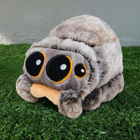 Peluche Araignée Lucas 20cm, Jouet en Peluche Araignée de Dessin Animé Noir Blanc Gris, Petit Cadeau pour Bébé avec Remplissage en Coton PP et Doublure en Maille
