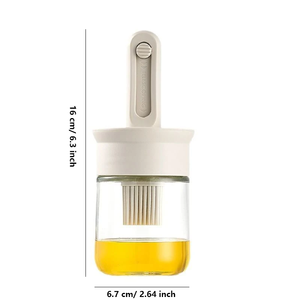BPA-Free 1pc Oil Dispenser Bottle Heat-Resistant Silicone Brush Set for Baking Cooking <b>BBQ</b> Kitchen Outdoor Picnics Glass - Product Image 1
