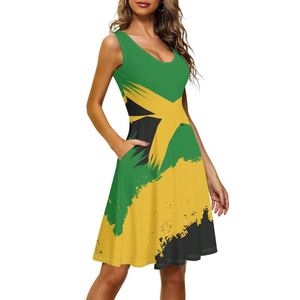 Custom Women Clothing Basic Summer Casual Dresses Elegant Vintage <strong>Jamaican</strong> Flag Design Pocket Short Tank <strong>Top</strong> Sexy A-Line Dresses - Product Image 2