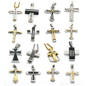 Colgante de Cruz de titanio de estilo punk americano europeo personalizado, cadenas de acero inoxidable de moda para recuerdos de caridad - Product Image 1