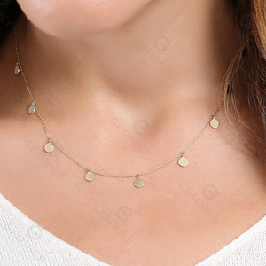 Conjunto de Collar y Pulsera Gemnel Minimalista con Cadena Delgada y Colgante de Moneda Plana para Mujer - Product Image 5