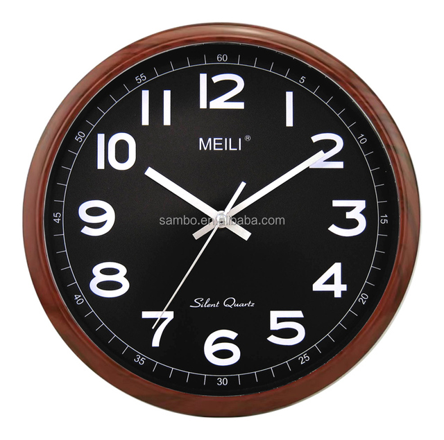 Customized 12inch Quartz Plastic Promotion Wooden Frame Wall Clock for Souvenir Gift