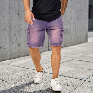 Shorts Cargo en Jean Tissé Écologique pour Homme, Taille Mi-Haute, Design Multi-Poches, Longueur Genou, 100% Coton, Style Décontracté, Fermeture Éclair, Conception Personnalisée - Product Image 3