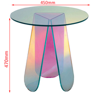 Table d'appoint en acrylique colorée sur mesure, effet verre arc-en-ciel, table basse ronde – Vente en gros usine |   Belle table d'appoint holographique
