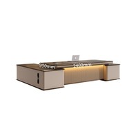 Ensemble de chaise de bureau de direction en bois moderne et durable avec rangement pour les bureaux du président/du directeur général/du président du conseil d'administration - Grand bureau
