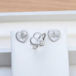 Boucles d'oreilles en argent S925 faites à la main en forme de cœur, accessoire de bricolage, support semi-fini pour perles de 10 mm, bijoux de mode - Product Image 2