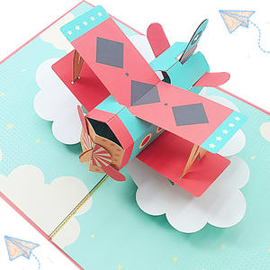 Tarjeta de Felicitación 3D Pop-Up al por Mayor con Tarjeta de Notas en Blanco, Sobre, Impresión Personalizada en Papel, Impresión UV con Molde de Avión, Estampado Dorado - Product Image 2