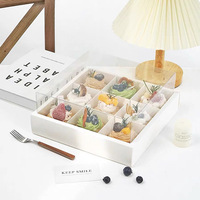 Boîte d'emballage personnalisée pour desserts, cupcakes, brownies, macarons, pâtisseries, mousses, gâteaux, avec couvercle transparent en PVC
