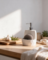 Distributeur de savon de cuisine en polyrésine effet sable et pierre avec pompe, bouteille rechargeable pour lavage des mains et savon à vaisselle