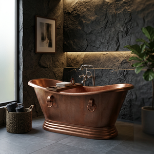 Bañera Clásica de Cobre con Patas, Bañera Independiente Rectangular Vintage de Lujo para Interiores, para Adultos - Product Image 3