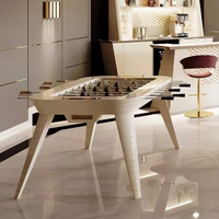 Table de baby-foot professionnelle de luxe de haute qualité, en acier inoxydable 304 doré, avec cadre en bois, pour adultes, intérieur, verre trempé, personnalisable