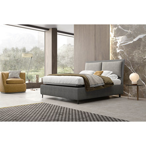 Cama doble con almacenamiento en tela gris - Product Image 1