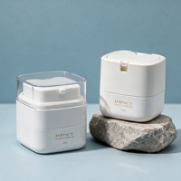 Pot carré sans air de 30 ml avec pompe à pression et capuchon transparent en PETG, contenant cosmétique en PETG PP pour crème pour le visage et fond de teint