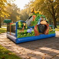 Château gonflable commercial Jungle Zoo Combo Safari avec toboggan et animaux gonflables