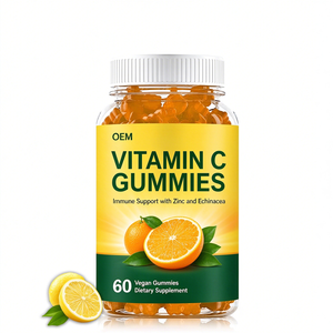 Gomitas de Vitamina C con Zinc, Sin Azúcar, Sabor Natural a Limón, 60 Gomitas Veganas, Suplemento Dietético - Product Image 1