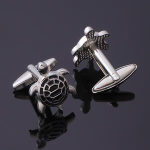 ウェディングビジネス卒業ギフト動物エナメルカフリンクスシルバー金メッキウミガメ男性用カフリンクス - Product Image 5