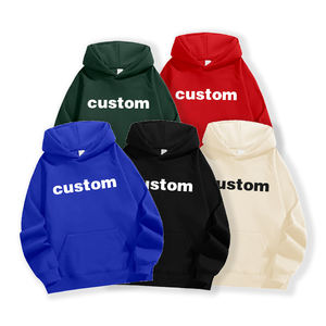 Sweat à capuche surdimensionné pour homme en coton lourd avec logo personnalisé impression 3D style décontracté sans ficelle graphique - Product Image 1