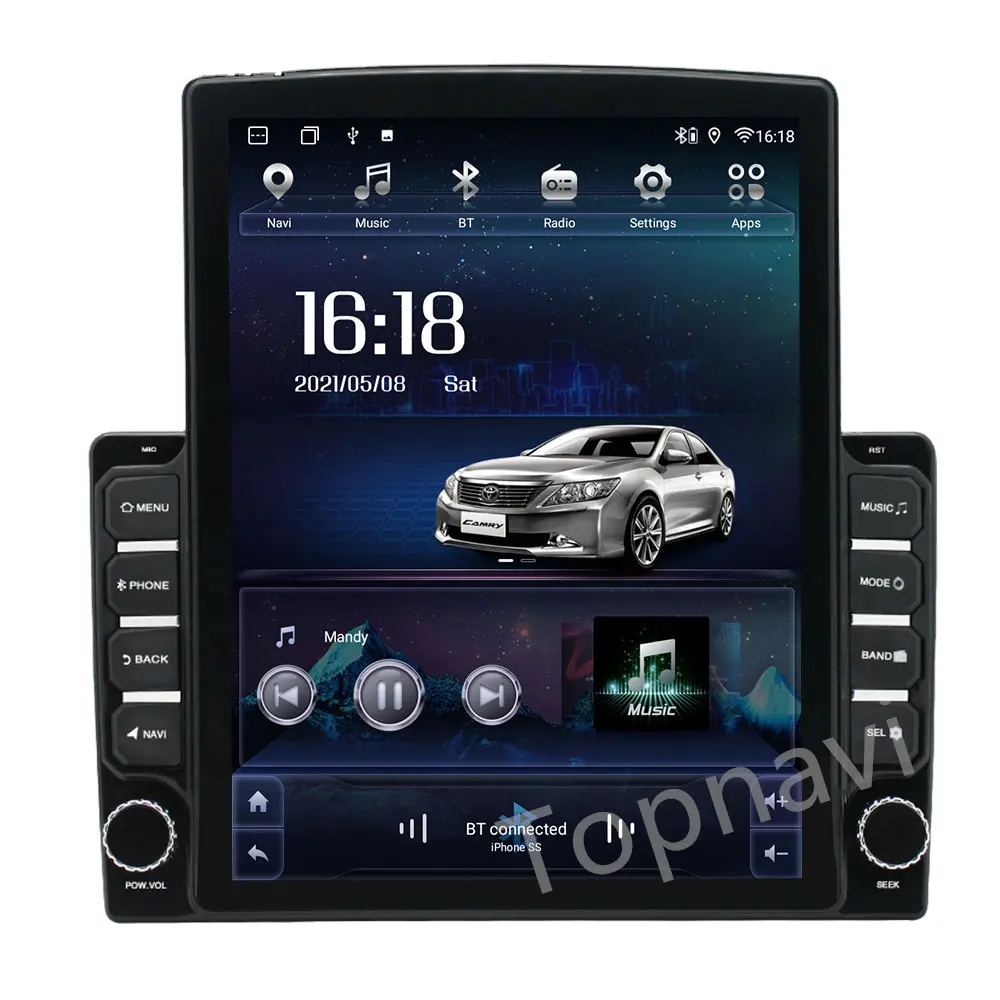 Pemutar Multimedia Radio Mobil Gaya Tesla, untuk Honda Toyota Kia Hyundai 9.7 Inci IPS 2.5D 4G LTE Android Auto Stereo DVD GPS