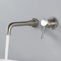 Robinet de lavabo encastré en acier inoxydable, robinet d'évier de lavabo mural bon marché