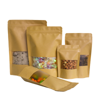 Sacs en papier kraft à fermeture éclair autoportants en gros, sacs à fermeture éclair refermables, sachets doypack