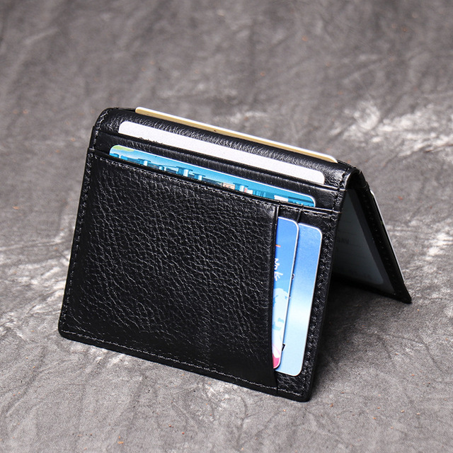 Multi Slots Genuine Leather Wallet Cowhide Leather Card Holder New Style Leather Card Holder for Gift