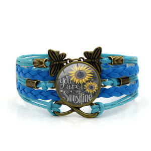 Pulsera <span class=keywords><strong>de</strong></span> girasol <span class=keywords><strong>de</strong></span> cuero multicapa, pulsera <span class=keywords><strong>de</strong></span> cuero You Are My Sunshine para <span class=keywords><strong>amistad</strong></span> y hermanas - Product Image 6