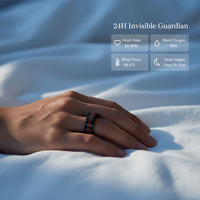 Bague intelligente personnalisée plaquée noir en acier titane, étanche, Bluetooth, cadeau de mariage et d'anniversaire pour homme et femme
