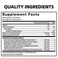 Gummies naturelles à base de plantes pour la vitalité et l'endurance masculine, booster de testostérone avec du fenugrec, vente en gros