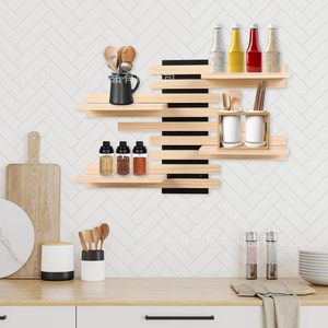 Étagère murale en bois réglable pour salon, chambre et entrée - Product Image 3