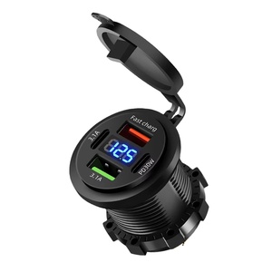 شاحن سيارة ثنائي PD30W مزدوج QC USB نوع C سريع مقاوم للماء لهاتف سيارة 12 فولت/24 فولت - Product Image 1