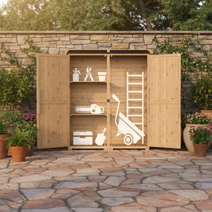 Armoire <span class=keywords><strong>de</strong></span> rangement en <span class=keywords><strong>bois</strong></span> avec <span class=keywords><strong>toit</strong></span> étanche Abri <span class=keywords><strong>de</strong></span> <span class=keywords><strong>jardin</strong></span> avec étagères amovibles - Product Image 4