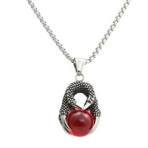 Collier en acier inoxydable avec pendentif boule griffe de dragon, style rétro punk pour homme, bijoux cadeau 280515 - Product Image 4