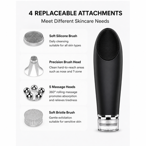 Cepillo de Silicona Impermeable <span class=keywords><strong>para</strong></span> Lavar <span class=keywords><strong>la</strong></span> Cara, Masajeador Facial Eléctrico, Dispositivo de Cuidado de <span class=keywords><strong>la</strong></span> Piel Recargable por USB <span class=keywords><strong>para</strong></span> Uso Doméstico - Product Image 2