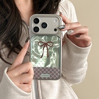 Coque de téléphone créative style INS vert menthe à pois avec nœud papillon pour Apple 17 Pro Max, iPhone 16, 15/14P, 13