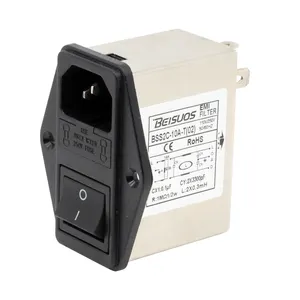 Power entry Module double IEC 320 C14 AC socket EMI EMC noise filter with boat switch