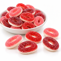 Anneaux de bonbons gélifiés aux baies aigres pour commandes en gros avec enrobage sucré et emballage personnalisé sous marque privée