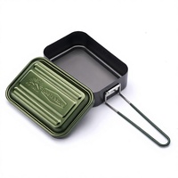 Boîte à lunch en aluminium de style japonais, antiadhésive, 800 ml, portable, pour pique-nique, camping, boîte bento de style industriel