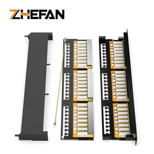 Zhefan Rack mount shielded 1U 19in RJ45 24 cổng Ethernet Patch Panel FTP STP CAT 6A Patch Panel