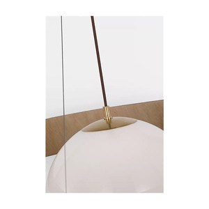 Nordische Ring- und Glaskugel-Pendelleuchte Moderne Luxuriöse Holz-Messing-<span class=keywords><strong>Deckenlampe</strong></span> für Wohnzimmer Hotel Zuhause Villa LED-Kronleuchter - Product Image 5