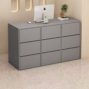 Mostrador de caja registradora pequeño de madera y metal de estilo minimalista moderno para recepción de peluquería - Product Image 2