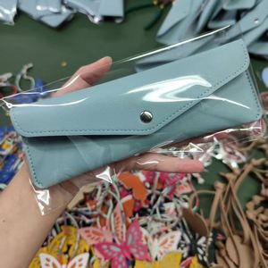 Custom LOGO 7.87in Portable Pu Leather Small Pencil <b>Pouch</b> Pencil Case Envelope Style Stationery Storage Bag for <b>Work</b> and Office - Product Image 5
