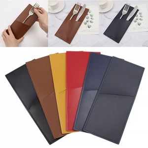 Organizador de Cubiertos de Cuero PU, Porta Cubiertos, Decoración de Mesa para Fiestas, Bolsa para Cubiertos, Estuche para Cubiertos, Porta Cubiertos de Bolsillo para Mesa - Product Image 1