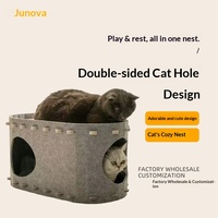 Lit pour chat en feutre personnalisé, résistant aux griffures, sans peluches et respirant ; Maison et tunnel pour chat 3D grand espace, universel toutes saisons, nid pour animaux de compagnie