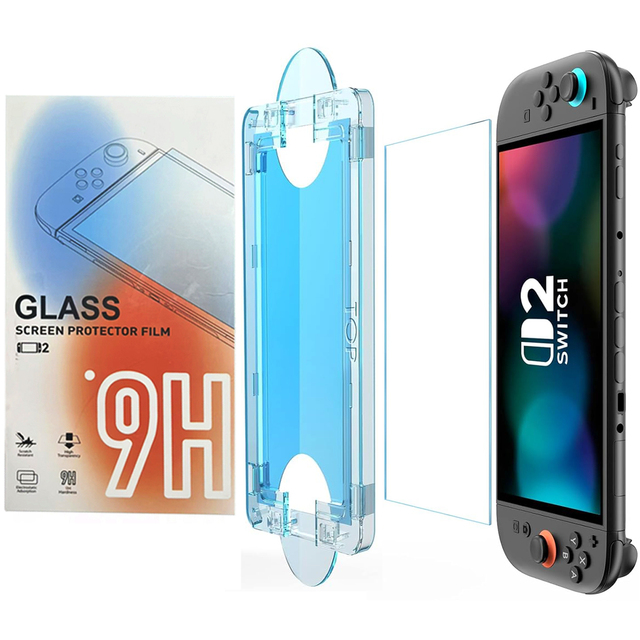 Color Box HD Clear 2025 7.9'' Tempered Glass Screen Protectors with Installation Frame 9H for Nintendo Switch 2 Screen Protector