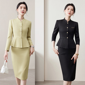 Women's Suit Set Long Sleeve Blazer Midi Skirt Office Lady Anti-Wrinkle Commute Work Interview - Product Image 1