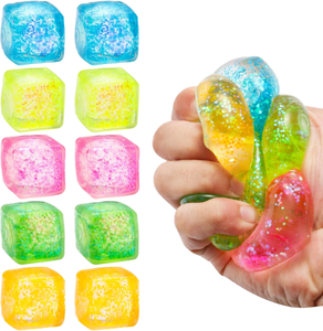 Cube anti-stress en silicone souple, balles anti-stress en forme de glaçon, jouets sensoriels à presser, mini-squishies pour enfants, adolescents et adultes, soulagement du stress - Product Image 1