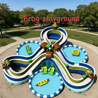 Grand parc aquatique gonflable à thème Lantern Fish Dinosaur Frog, aire de jeux aquatique gonflable commerciale avec piscine