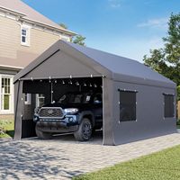 Abri de voiture moderne 10x20 pieds avec structure métallique robuste, tentes de garage portables avec parois latérales amovibles, fenêtres et portes enroulables