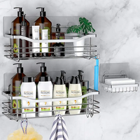 Panier de douche 3 pièces en acier inoxydable avec porte-savon pour le rangement de la salle de bain Nickel brossé